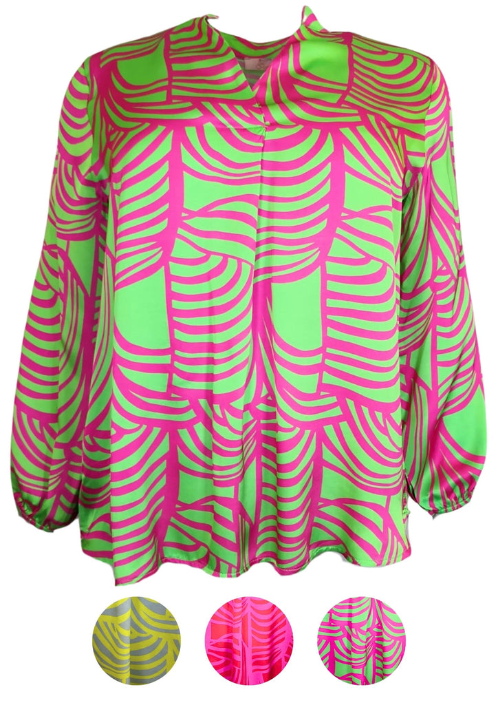 Produktbild PC _ Bluse Satin Farbe~GrünPink 