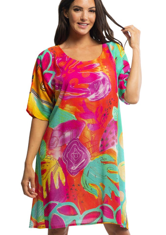 ORIENTIQUE _ Tunikakleid Vibrant Leaves