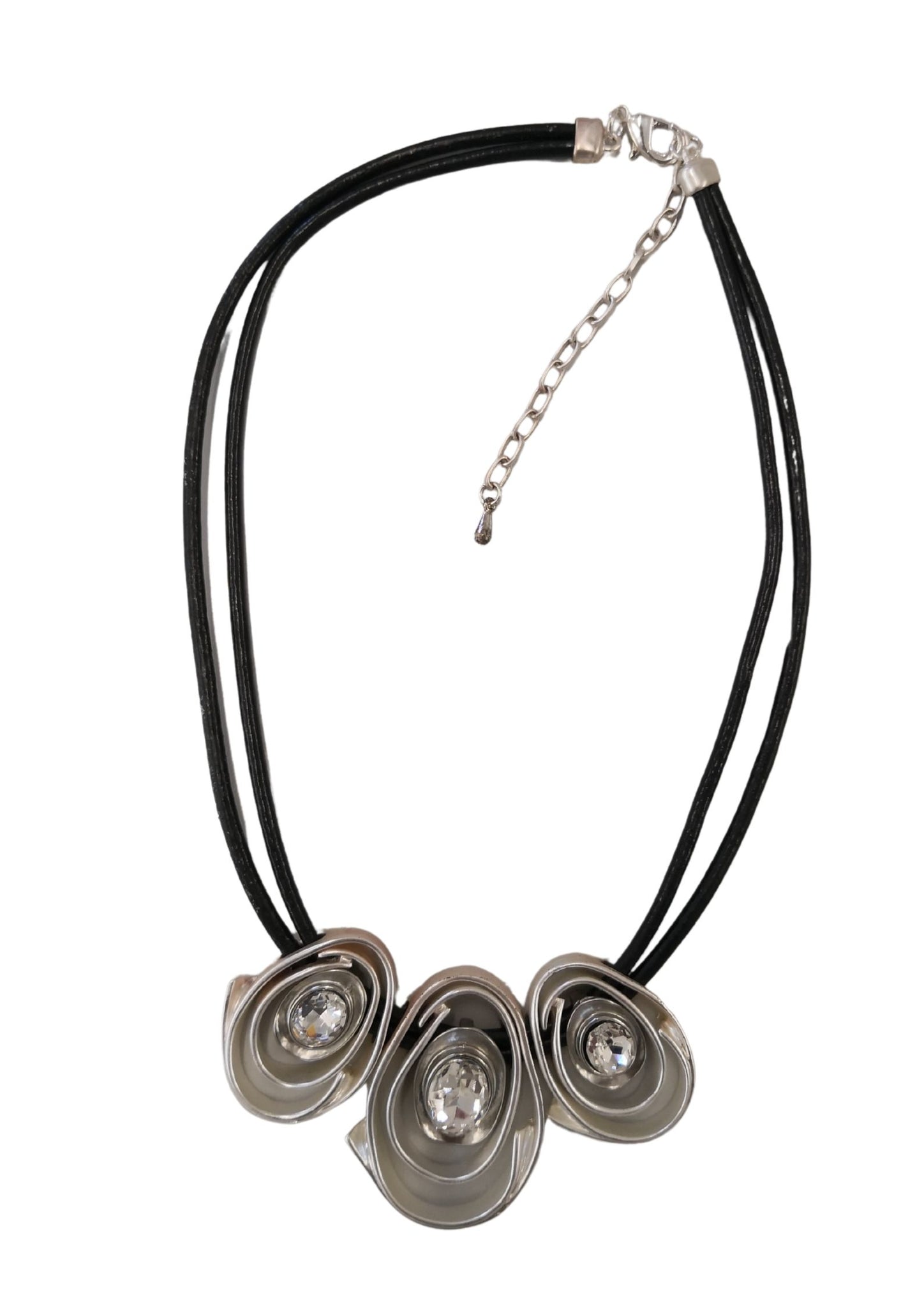 KETTE _ Lederband mit Ovalen und Diamanten