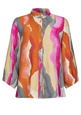 NOEN _ Muster-Bluse mit Stehkragen