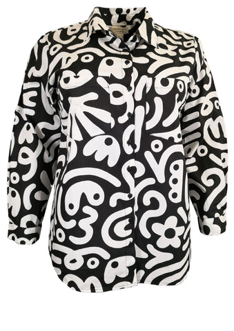 ORIENTIQUE _ Bluse Schwarz-Weiß