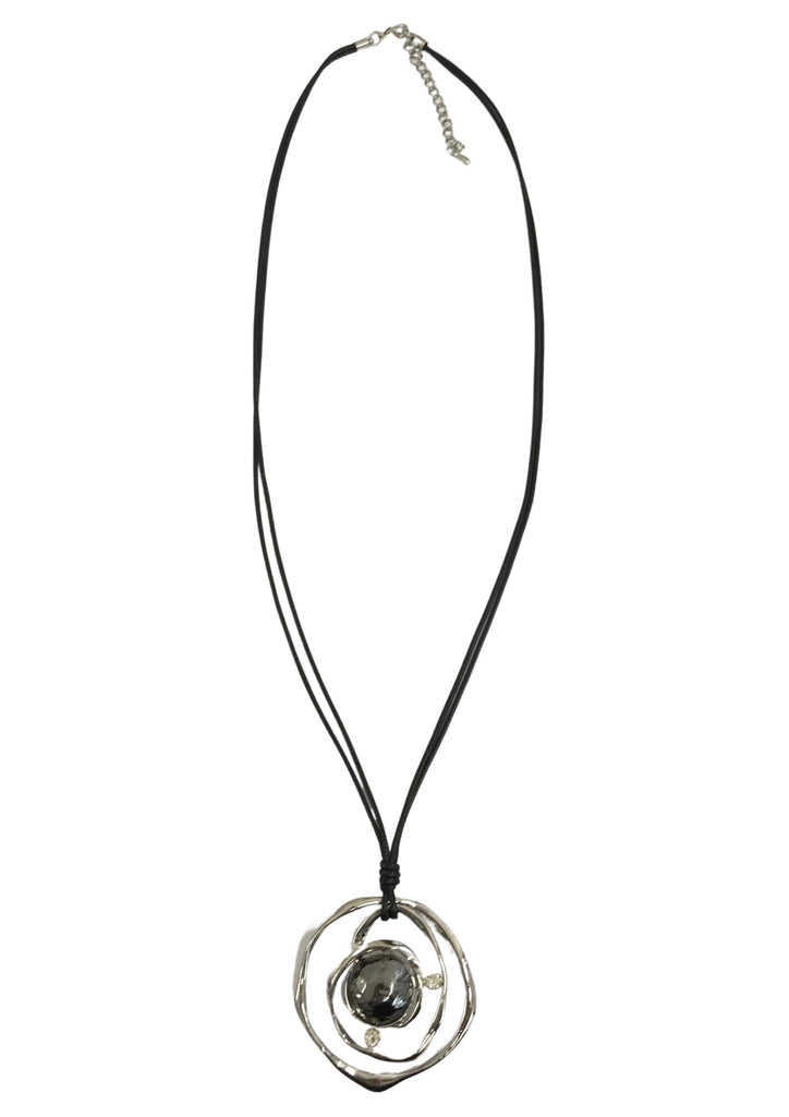 Produktbild KETTE _ Lederband Kreise mit grauem Stein