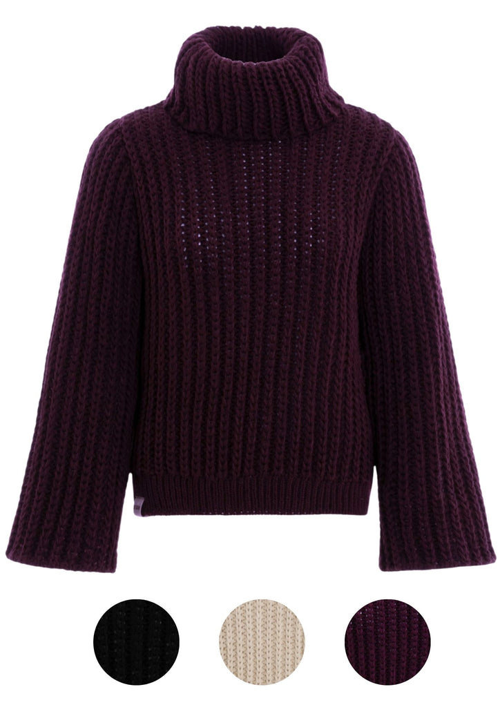 Produktbild KNIT FACTORY _ Kris Rollkragen Strickpullover Farbe~Aubergine  Größe~36/38 Größe~40/42 
