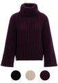 Produktbild KNIT FACTORY _ Kris Rollkragen Strickpullover Farbe~Aubergine  Größe~36/38 Größe~40/42 
